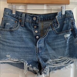 Levi's Distressed Blue Denim Shorts